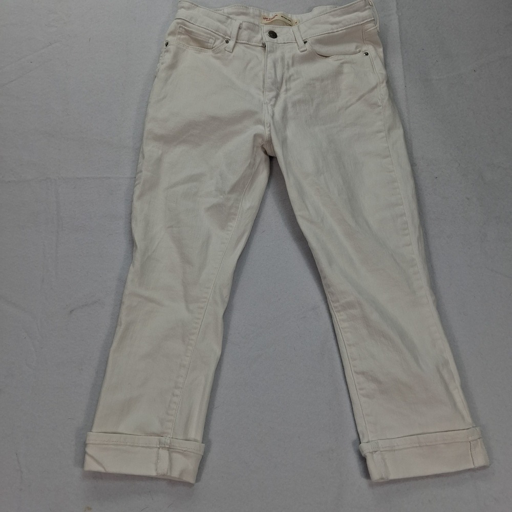 Levi Strauss Signature Capri Pants Womens 6 Mid Rise White Stretch EUC